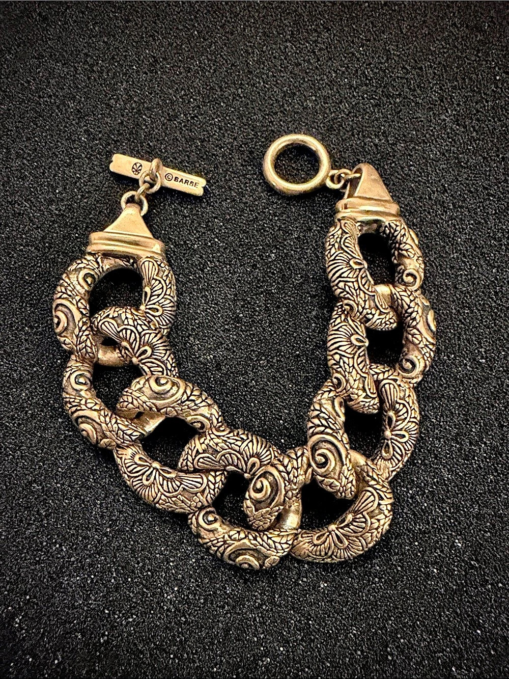Barse Textured Link Bracelet in Gold